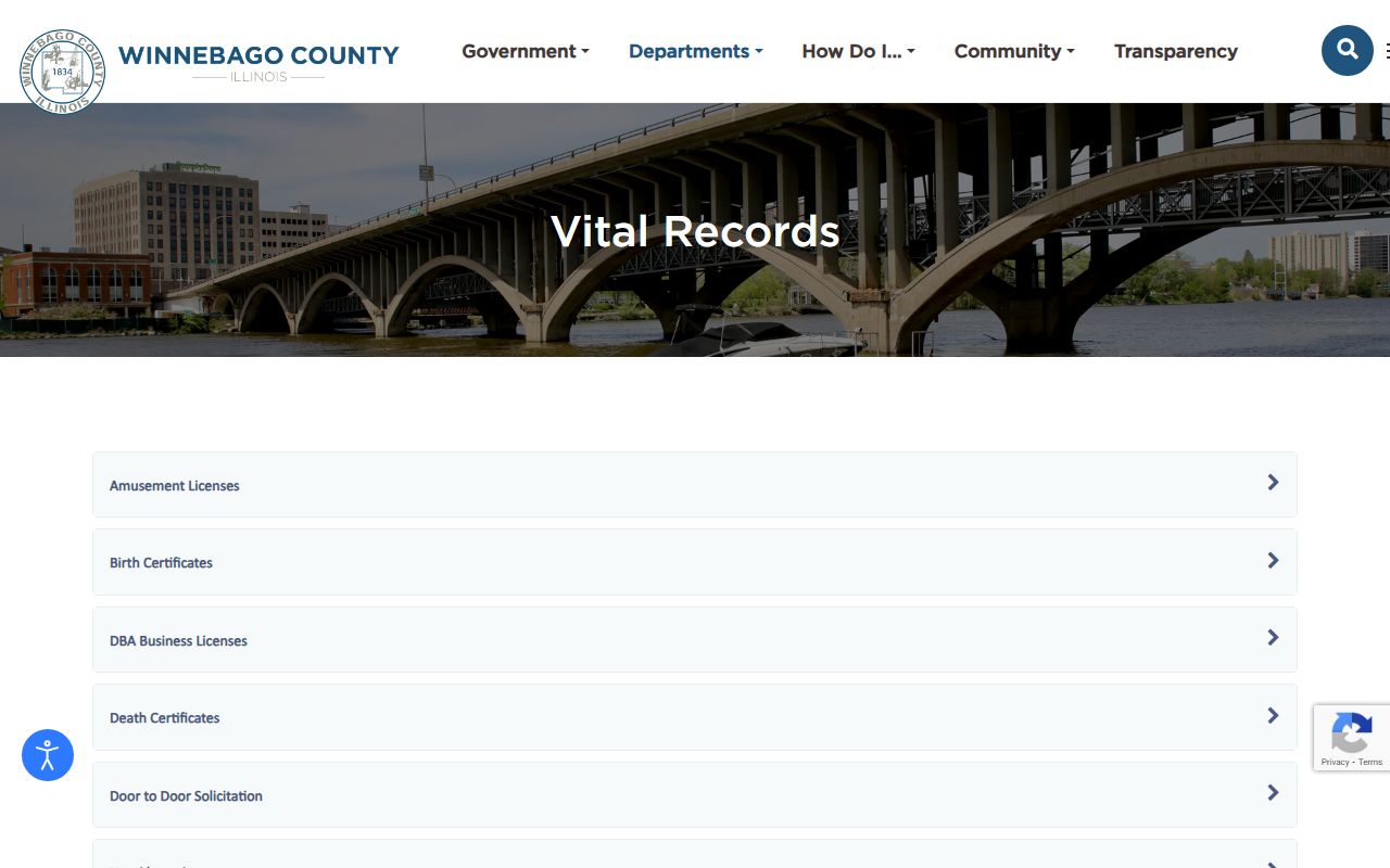 Winnebago County Clerk vital records page for Rockford marriage licenses