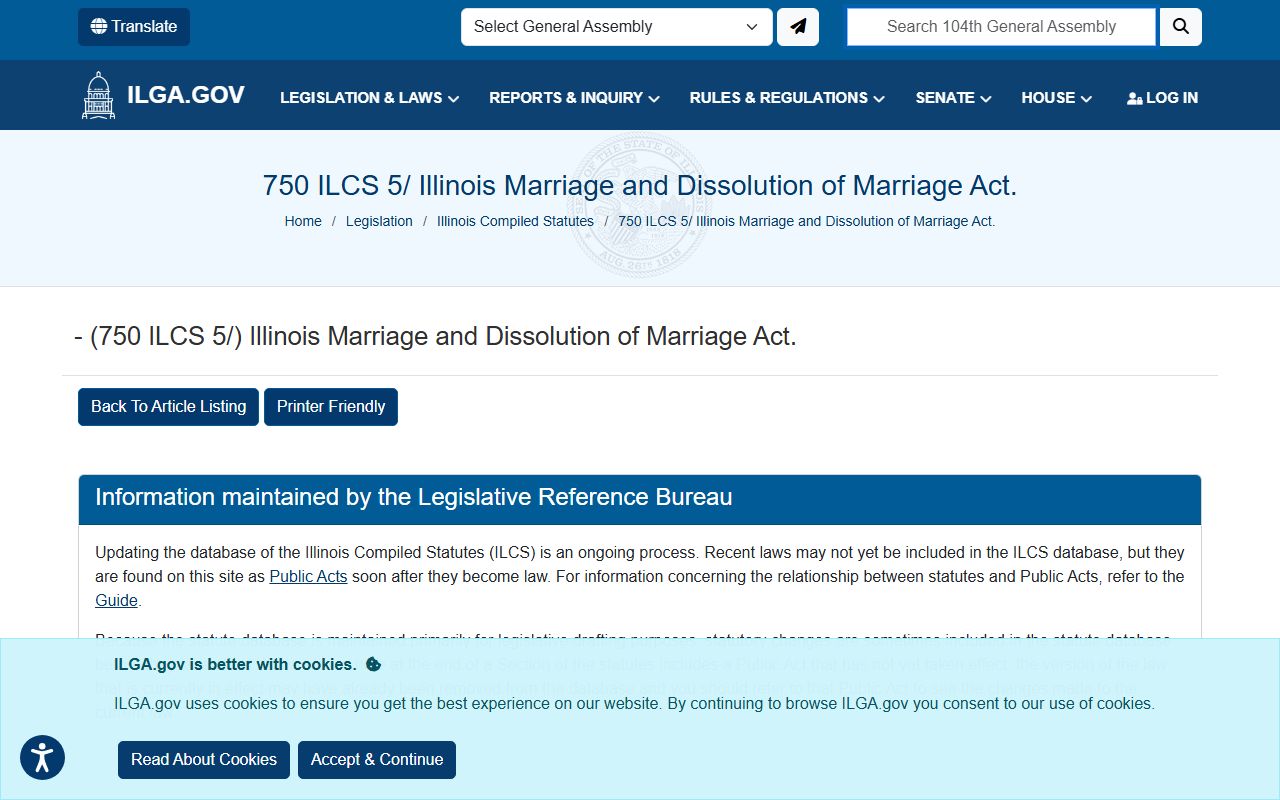 Illinois Marriage and Dissolution of Marriage Act Part II full text